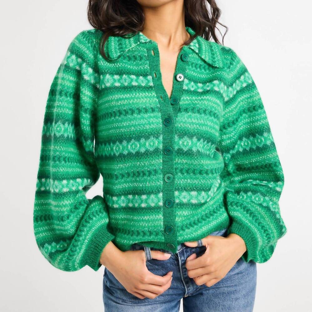 NEW MILLE irene cardigan in kelly fairisle